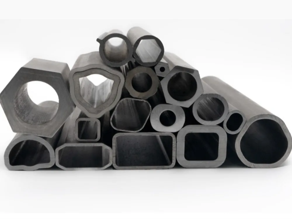 Stacked hollow steel profiles with round, square and custom-shaped sections