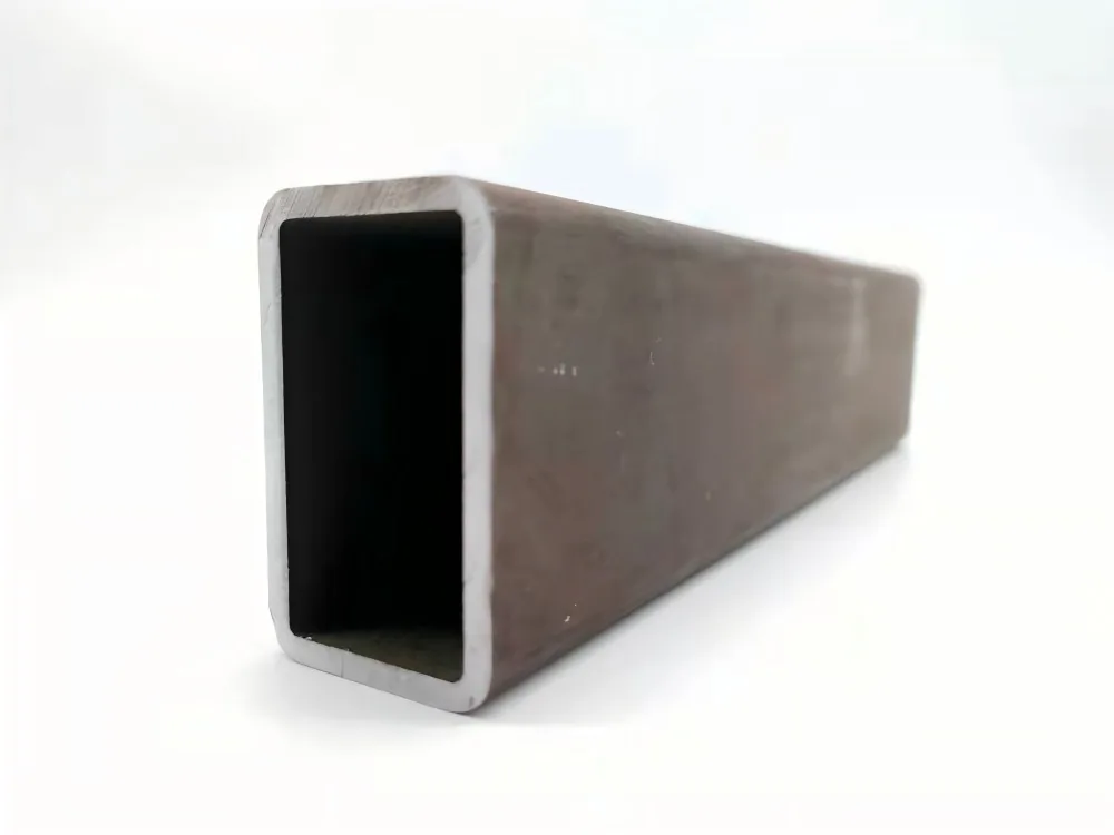 Rectangular hollow steel section showing its flat walls and open end